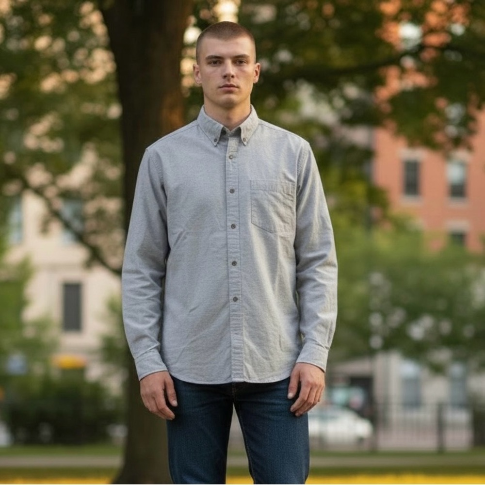 Patagonia Bluffside Gray 100% Organic Cotton Button Down Shirt L
